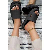 Black Hollow-out Thick Soled Slip On Slippers - 39 EU thumbnail