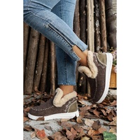 Coffee Suede Stitching Patchwork Plush Lined Anklet Boots - 40 EU thumbnail