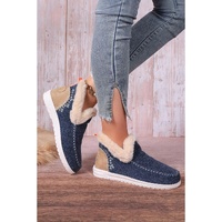 Blue Suede Stitching Patchwork Plush Lined Anklet Boots - 37 EU thumbnail
