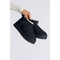 Black Faux Fur Lined Suede Ankle Snow Boots - 40 EU thumbnail