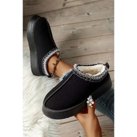 Azura Exchange Black Suede Contrast Print Round Toe Plush Lined Flats - 37 EU thumbnail