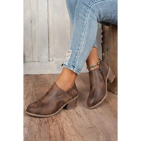 Coffee Tulip Opening Suede Ankle Boots - 37 EU thumbnail