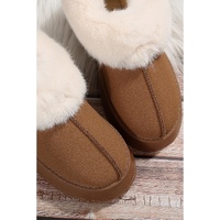 Chestnut Plush Suede Trim Thick Sole Flat Snow Boots - 40 EU thumbnail