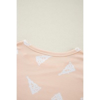 Apricot Christmas Tree Print Loose Fit Two Piece Pajama Set - M thumbnail