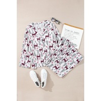 White Christmas Printed Shirt and Pants Pajama Set - XL thumbnail