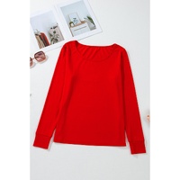 Red Solid Top and Christmas Pants Two Piece Lounge Set - L thumbnail