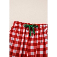 Fiery Red Christmas Plaid Print Shirt and Pants Pajama Set - L thumbnail