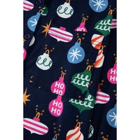 Navy Blue Colorful Christmas Lights Print Shirt and Pants Pajama Set - L thumbnail