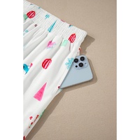 White Christmas Print Lapel Shirt and Pants Sleepwear - L thumbnail