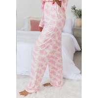 Pink Floral Long Sleeve and Pants Pajamas Set - 2XL thumbnail