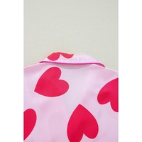 Pink Classic Heart Valentines Short Sleeve Pants Pajamas Set - L thumbnail