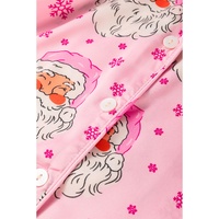 Pink Santa Claus Snowflake Long Sleeve Shirt Christmas Pajama Set - S thumbnail