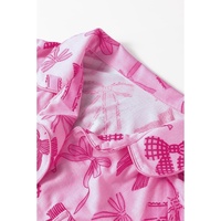 Pink Bow Print Half Sleeve Shirt and Shorts Pajamas Set - L thumbnail