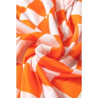 Orange Checkerboard Print V Neck Loose Tee and Shorts Lounge Set - XL thumbnail