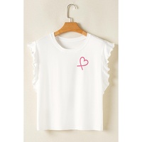 Pink Ruffled Tank Top And Heart Print Pants Lounge Set - M thumbnail