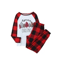 Red Plaid Merry Christmas Graphic Loungewear Set - S thumbnail