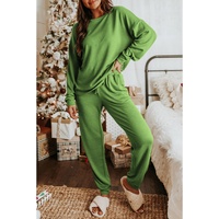 Spinach Green Long Sleeve Pullover and Jogger Pants Lounge Set - S thumbnail