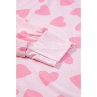 Pink Valentine Heart Shape Print Long Sleeve Top Shorts Lounge Set - L thumbnail