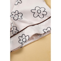 Beige Floret Printed Pajama Shorts Set - L thumbnail
