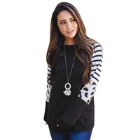Azura Exchange Animal Print Colorblock Long Sleeve Top - M thumbnail