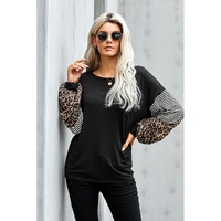 Azura Exchange Leopard Sleeve Colorblock Top - M thumbnail