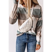 Azura Exchange Ribbed Color Block Long Sleeve Top with Pocket - M thumbnail