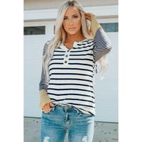 Azura Exchange Stripe Button Henley Top - M thumbnail