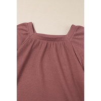 Azura Exchange Puff Sleeve Waffle Knit Top - S thumbnail