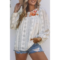 Azura Exchange Long Sleeve Embroidered Print Blouse - M thumbnail
