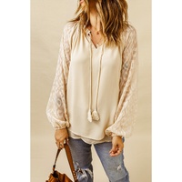 Azura Exchange Leopard Mesh Bubble Sleeve Blouse - L thumbnail