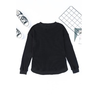 Azura Exchange Ribbed Trim Waffle Knit Top - M thumbnail