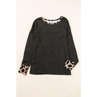 Azura Exchange Leopard Contrast Trim Knit Top - S thumbnail