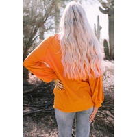 Azura Exchange V Neck Drop Shoulder Waffle Knit Top - L thumbnail