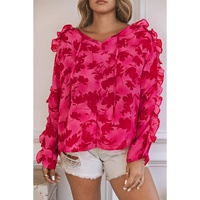 Azura Exchange Ruffled Floral Print Blouse - S thumbnail