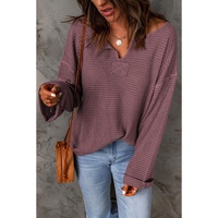Azura Exchange Loose Waffle Knit Long Sleeve Top - XL thumbnail
