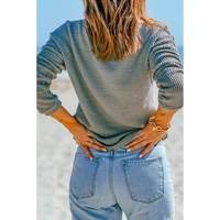 Azura Exchange Drop Shoulder Waffle Knit Long Sleeve Top - L thumbnail