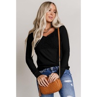 Azura Exchange Lace Crochet V Neck Top - L thumbnail