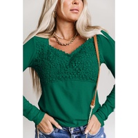 Azura Exchange Lace Crochet V Neck Top - S thumbnail