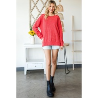 Azura Exchange Waffle Knit Side Slit Pullover - M thumbnail