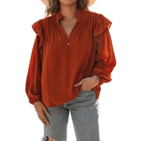 Azura Exchange Pleated V Neck Blouse - M thumbnail