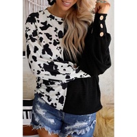 Azura Exchange Patchwork Waffle Knit Long Sleeve Top - S thumbnail