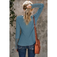 Azura Exchange Lace Hem Sleeve Button Top - XL thumbnail
