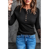 Azura Exchange Lace Hem Sleeve Button Top - XL thumbnail