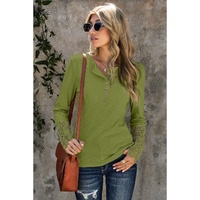 Azura Exchange Lace Hem Sleeve Button Top - XL thumbnail