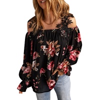 Azura Exchange Lace Patchwork Cold Shoulder Blouse - M thumbnail