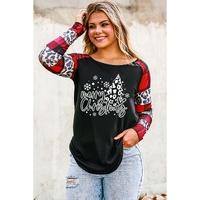 Azura Exchange Plaid Leopard Patchwork Long Sleeve Top - M thumbnail