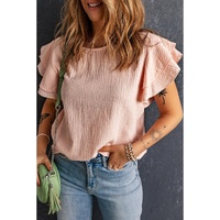 Azura Exchange Tiered Ruffled Short Sleeve Blouse - XL thumbnail