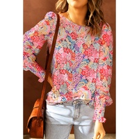 Azura Exchange Floral Puff Sleeve Blouse - S thumbnail