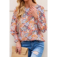Azura Exchange Floral Puff Sleeve Blouse - L thumbnail