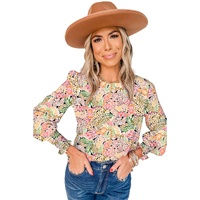 Azura Exchange Floral Print Puff Sleeve Blouse - L thumbnail